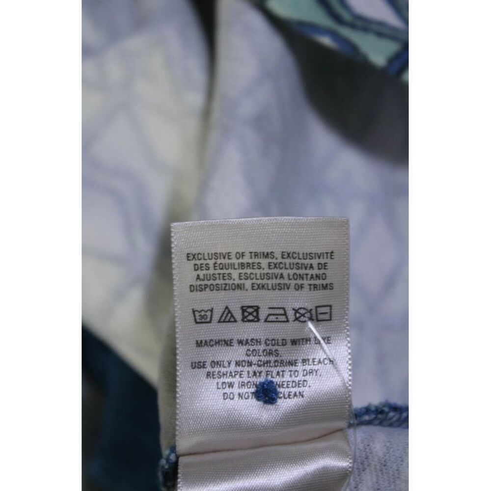 Maeve Anthropologie Womens Geometric Print V Neck A Line Dress Green Blue Size 1 - Picture 6 of 7